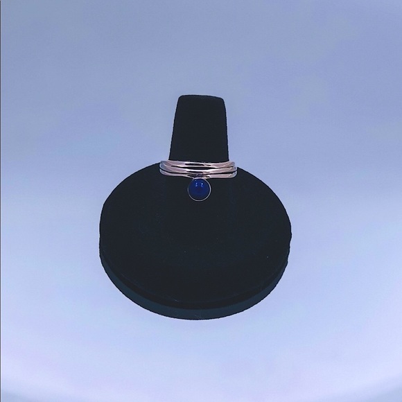 14K White Gold Genuine 5mm Lapis Lazuli - Picture 5 of 5